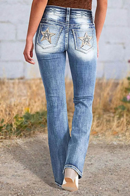 Star Embroidered Bootcut Jeans Trendsi 340d96ce-7c5c-43b9-a530-75651f8eb97c-Max