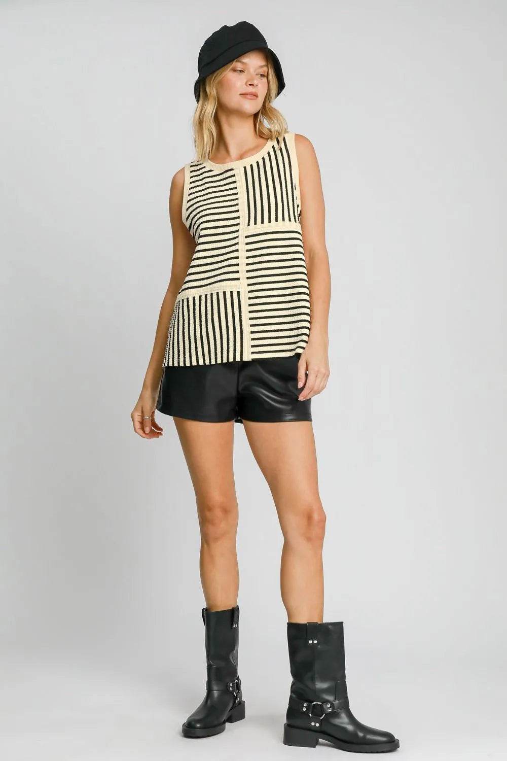Umgee Round Neck Texture Striped Tank Trendsi 340d9aec-af3e-4dee-8061-17eb36081e5e-Max