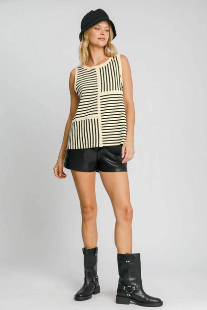 Umgee Round Neck Texture Striped Tank Trendsi 340d9aec-af3e-4dee-8061-17eb36081e5e-Max