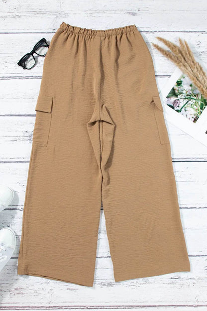 Drawstring Frilled Waist Wide Leg Utility Trousers Trendsi 34282784-63e3-41c3-8e26-cf05ca9f40ca-Max-Origin