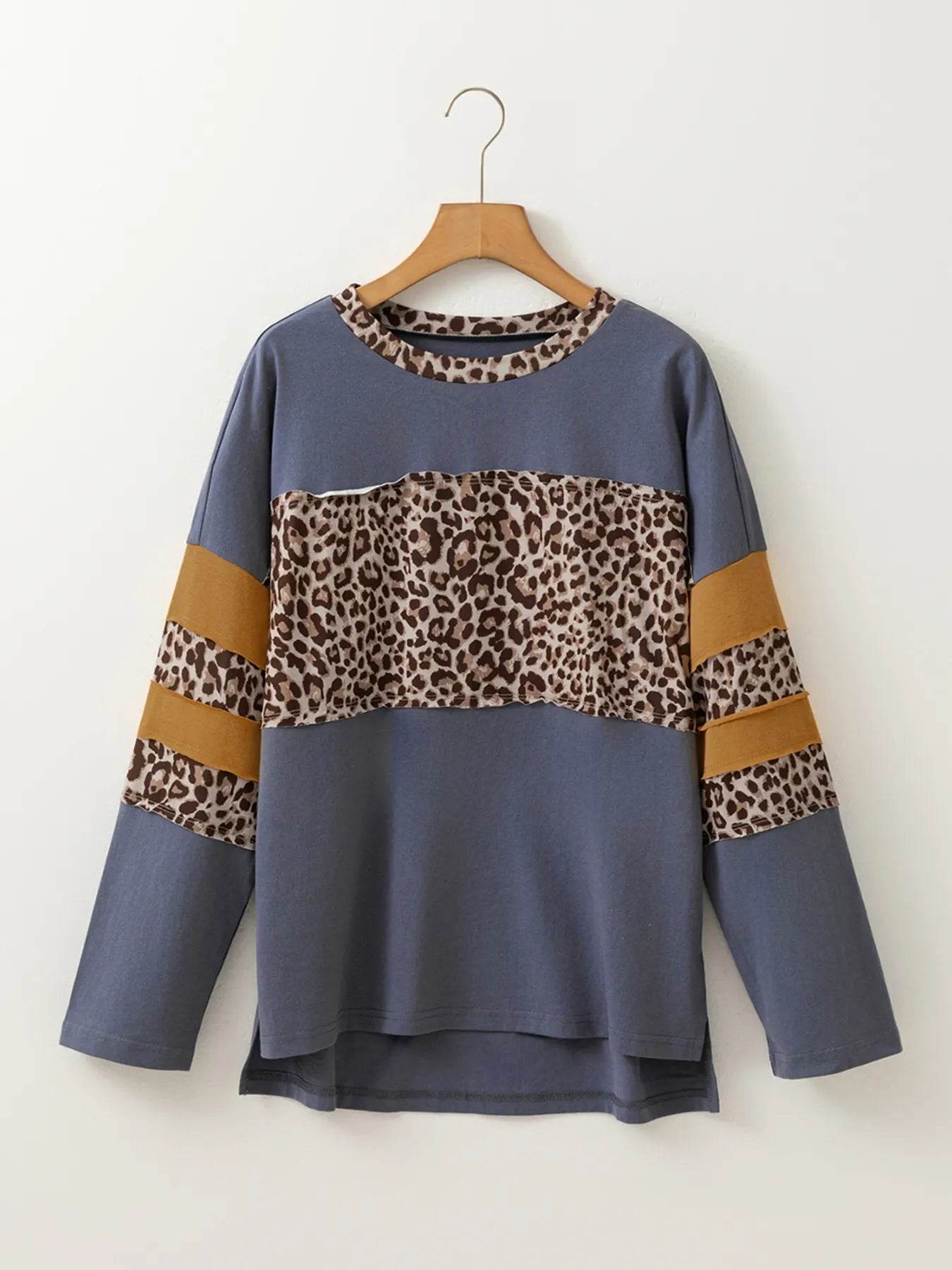 Leopard Color Block Long Sleeve Drop Shoulder Top Trendsi 344bd8f7d9764412aa8e83b3699e67ff-Max-Origin