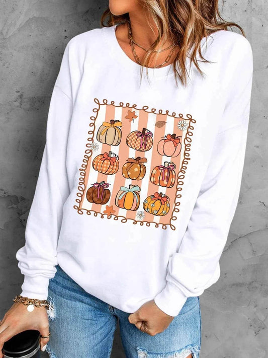 Pumpkin Graphic Round Neck Sweatshirt White Trendsi 345401672983485aac19707fc1de6821-Max-Origin