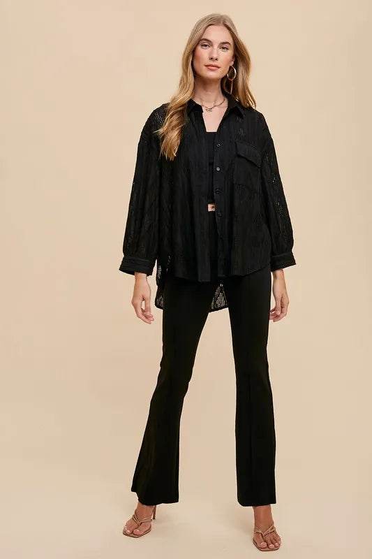 Annie Wear Openwork Button Down Drop Shoulder Shirt Trendsi 349053ae-e237-4c80-a8fb-d0a9b1e22008-Max