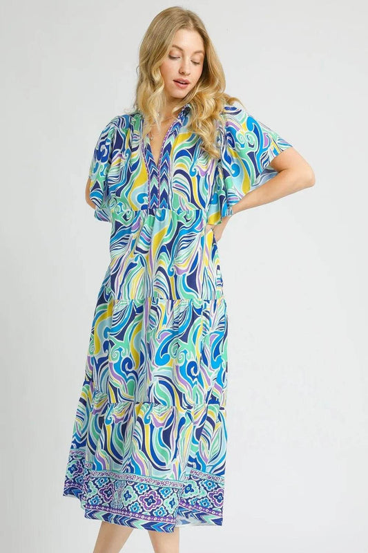 Umgee Printed Short Sleeve Tiered Midi Dress Pastel Blue Trendsi 34ef827a-01a1-4941-bd87-647d68b159bd-Max-Origin