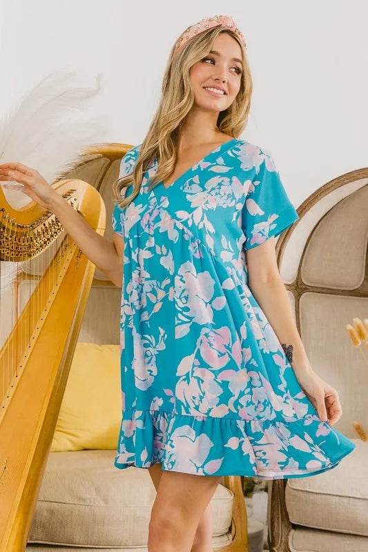 BiBi Floral Crinkle Shirred Ruffle Detail V Neck Dress Trendsi 34f309fc376c4e8496c19170bd7d41d9-Max-Origin