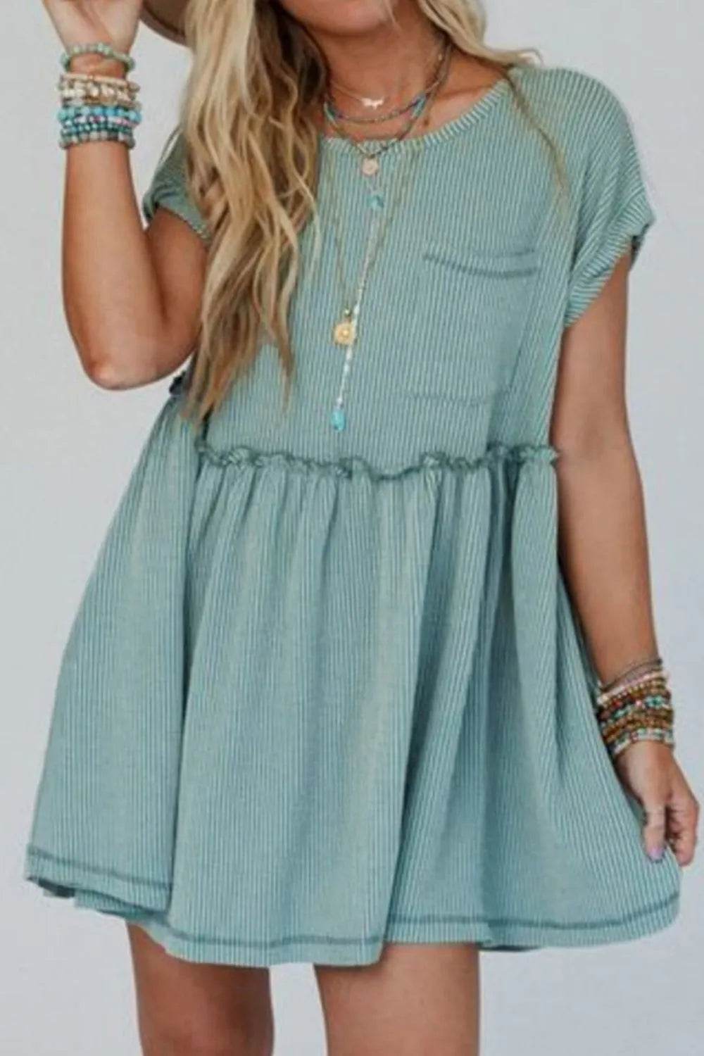 Frill Round Neck Cap Sleeve Mini Dress Trendsi 34f8d323-0de8-4b34-8cd9-11aa30632466-Max-Origin