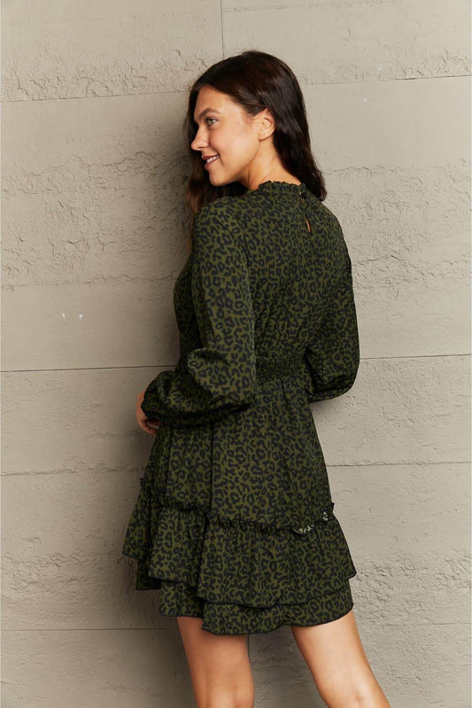 Honey Leopard Smock Waist Long Sleeve Dress Trendsi 35104d33499e477f8fc4a9bb3f285345-Max