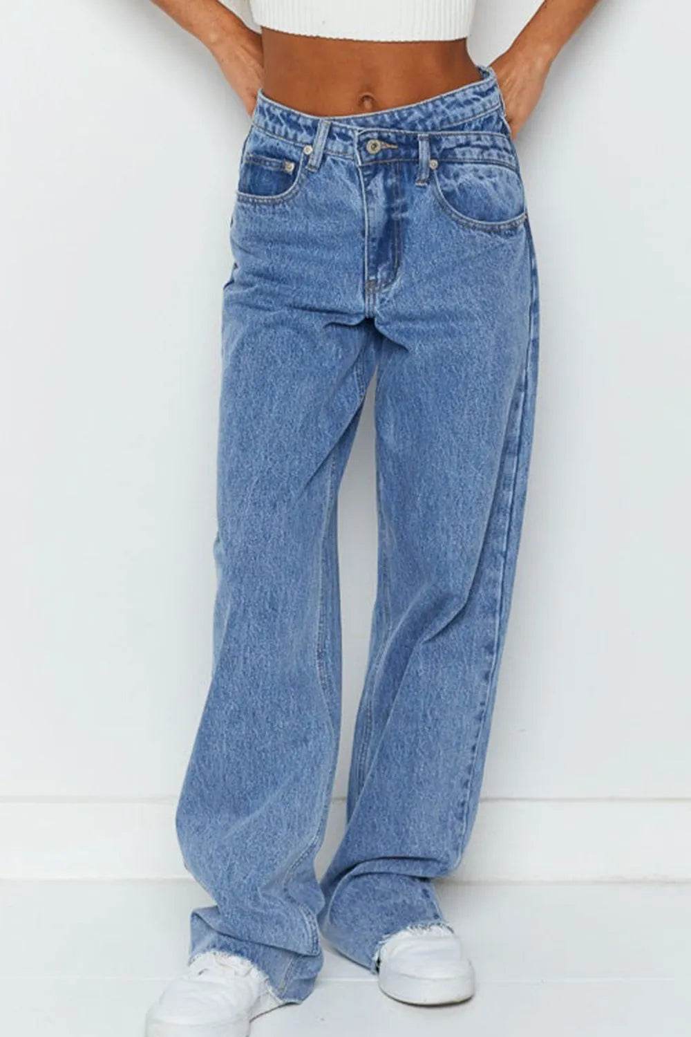 Mid Rise Asymmetrical Waist Wide Leg Jeans Trendsi 3535df2c-da0f-47ea-94d1-734ed5d7c085-Max-Origin