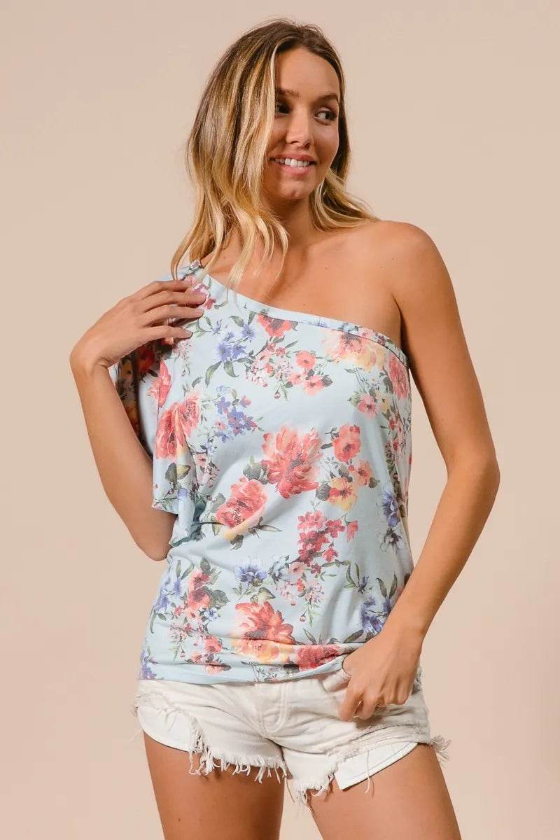 BiBi Floral Printed Jersey Knit Ruffle Sleeve Top Trendsi 355e351d6d5245d8863e8066c8f3ed15-Max-Origin