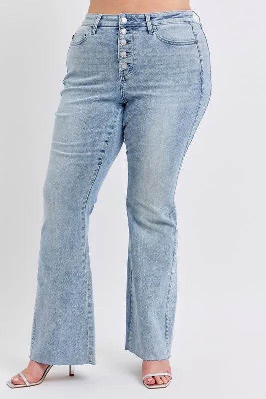 Judy Blue Full Size Mid Rise Rhinestone Side Panel Detail Flare Jeans Plus Size Trendsi 35738d70-6e72-42f7-9b56-c7b1db0e6111-Max-Origin