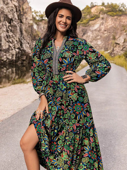 Printed Notched Neck Maxi Dress Trendsi 358fd7d8-9878-45f1-9731-08f2b3a63239-Max