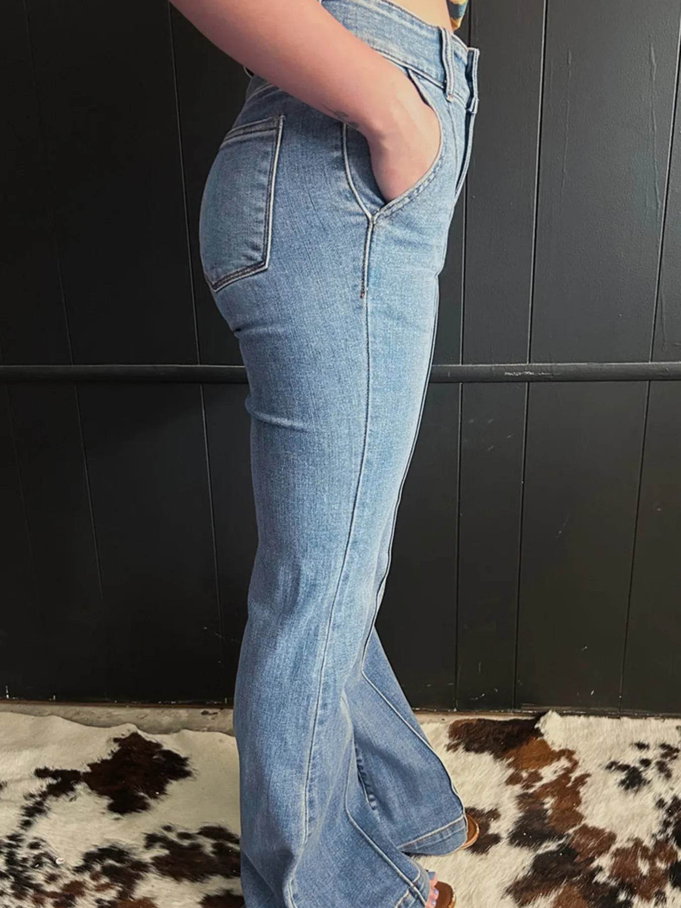 High-Waisted Flare Jeans with Seam Detail Trendsi 35c9af22527342db81704ef066109f01-Max-Origin
