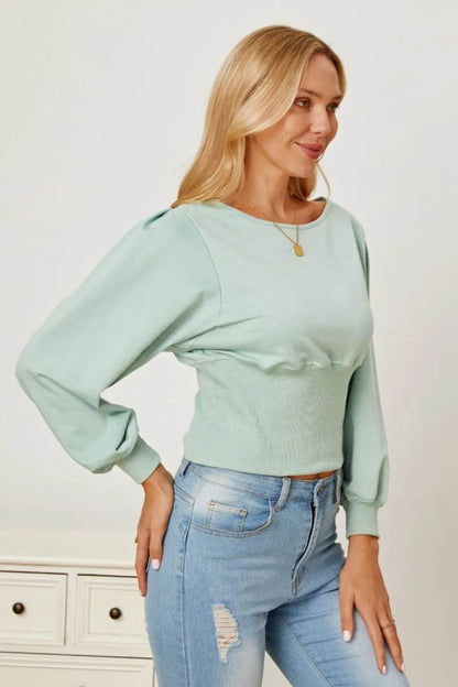 Boat Neck Lantern Sleeve Blouse Trendsi 36057a65-c2d8-4da4-adac-d38ab40bbfa7-Max