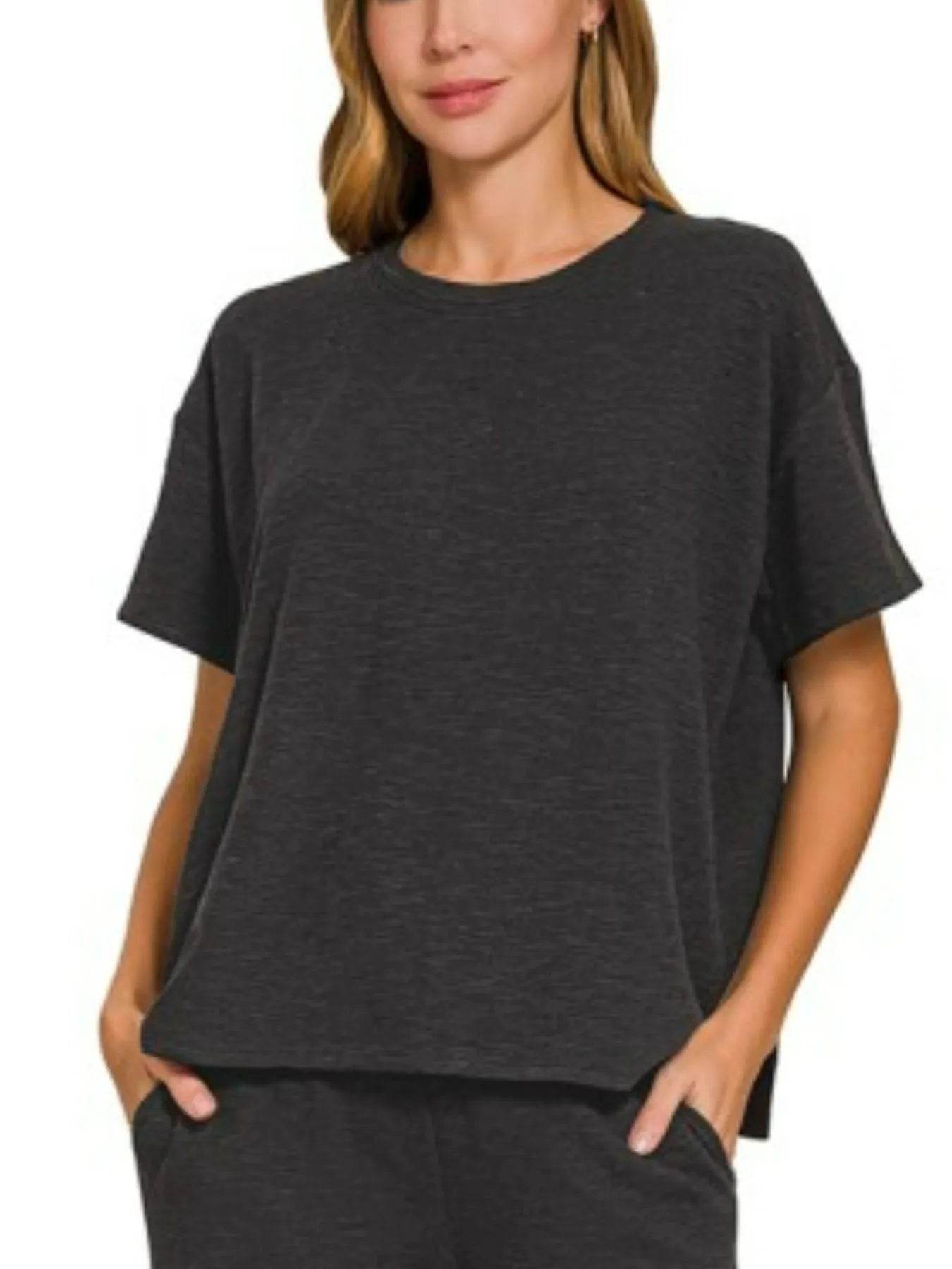 Zenana Slub Short Sleeve T-Shirt and Pants Set Trendsi 3624e174-e473-4043-b498-98fc0292d22a-Max-Origin