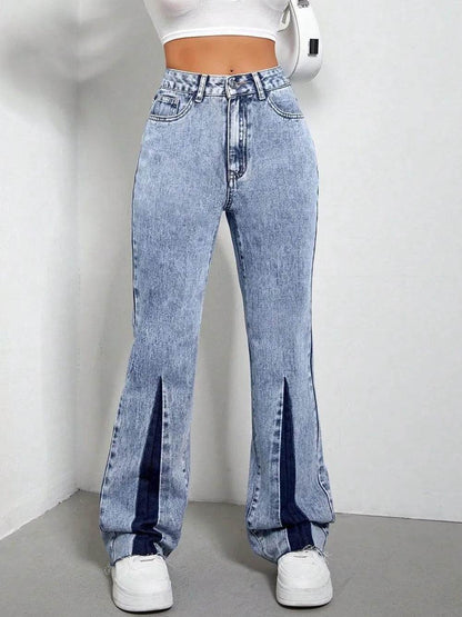 Contrast Bootcut Jeans with Pockets Trendsi 36308c3b-03a6-4061-9924-31235a179386-Max
