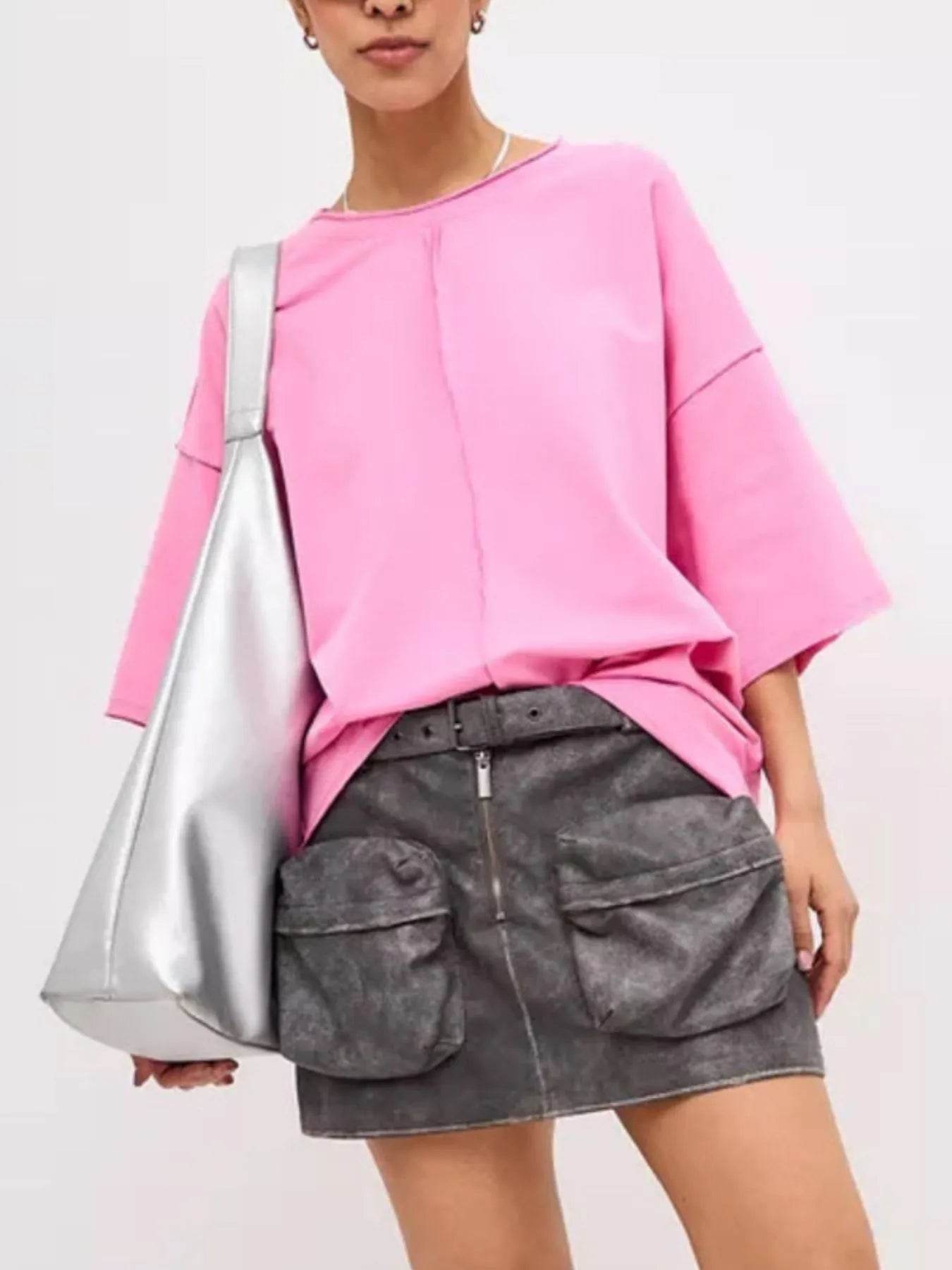 Round Neck Half Sleeve T-Shirt Trendsi 3643ce10-9574-4078-9bcd-fd4aad424c31-Max-Origin