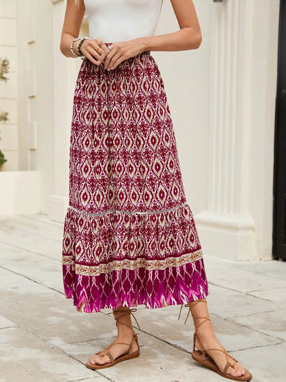 Bohemian Printed Ruched Maxi Skirt Trendsi 365e6d8ce5f344fab678b78b00d0ad1f-Max-Origin
