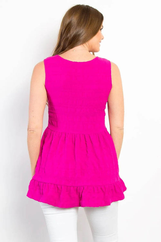 Be Stage Ruffled Sleeveless Babydoll Top Trendsi 3673f855-bc84-4e59-a5bb-1d1dd78bf8c6-Max