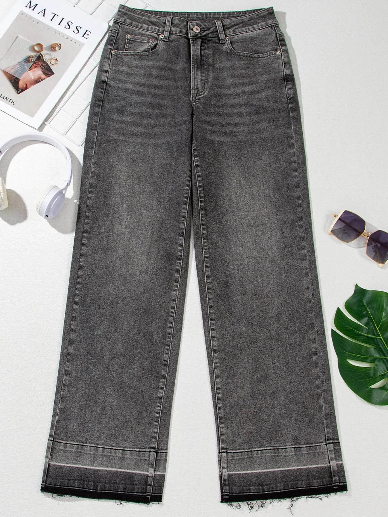 Raw Hem Unique Cuffs Straight High Rise Loose Jeans Trendsi 36aca92569c4432c9f7b9decdc364a93-Max-Origin