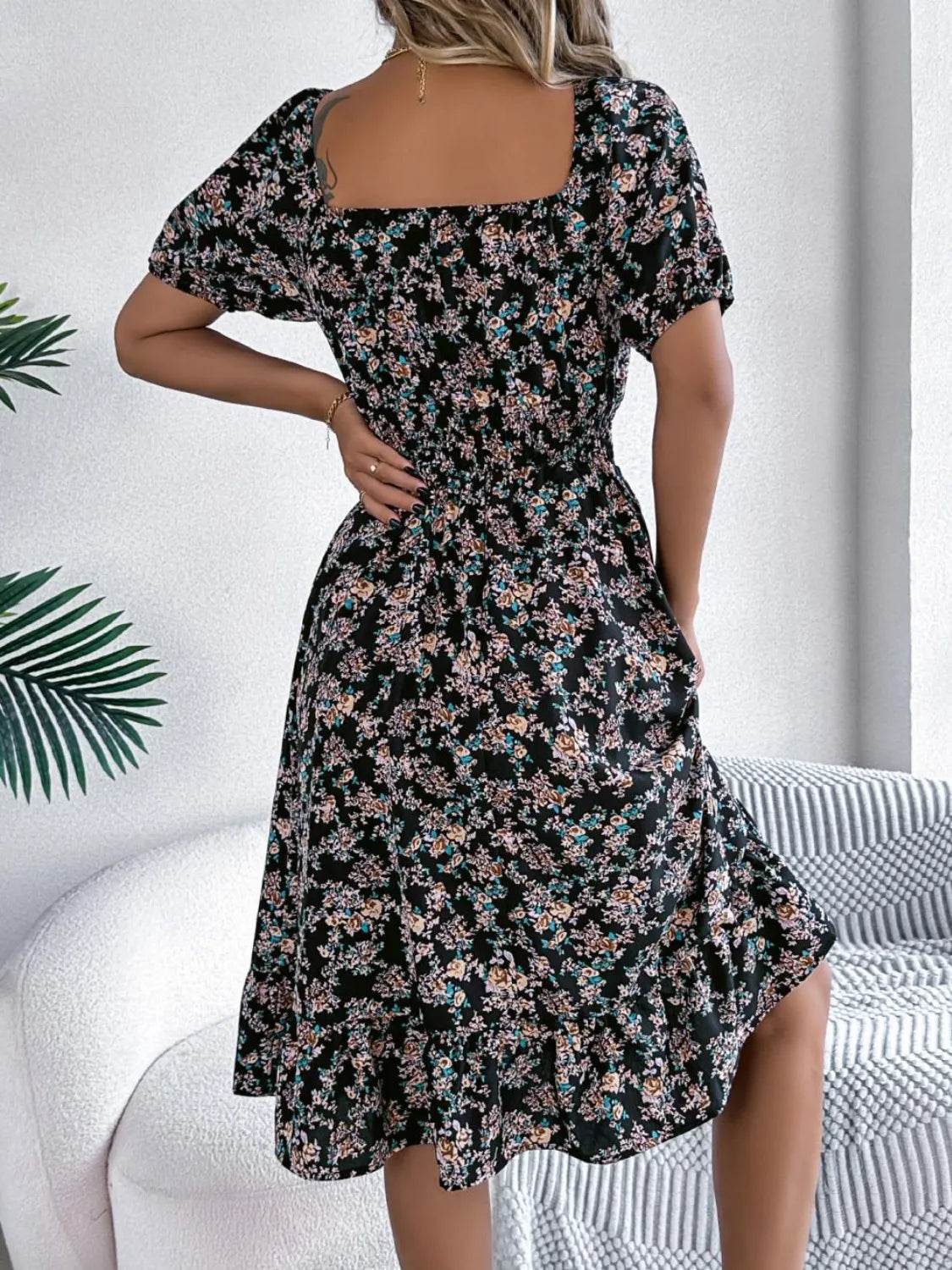Ruffled Hem Floral Puff Sleeve Dress Trendsi 36db70ae-36f5-48bd-baa5-2206889bac19-Max-Origin