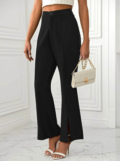 Slit Flare Pants with Pockets Trendsi 3720e21f-dc89-42f2-a41a-3ec8c28e7fb7-Max