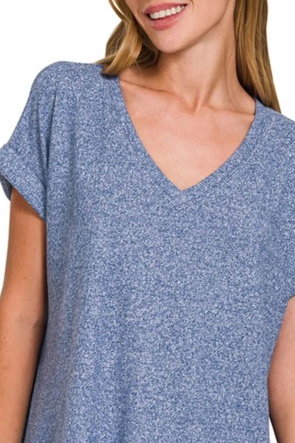 Zenana Soft Melange Hacci V-neck Tee Trendsi 375515e5-107b-4b30-a829-b6284530cd23-Max-Origin