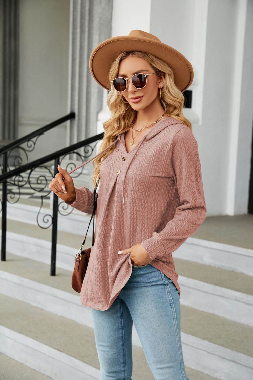 Long Sleeve Hooded Blouse Trendsi 3763bde05939429daa1eebbcb58b07f3-Max