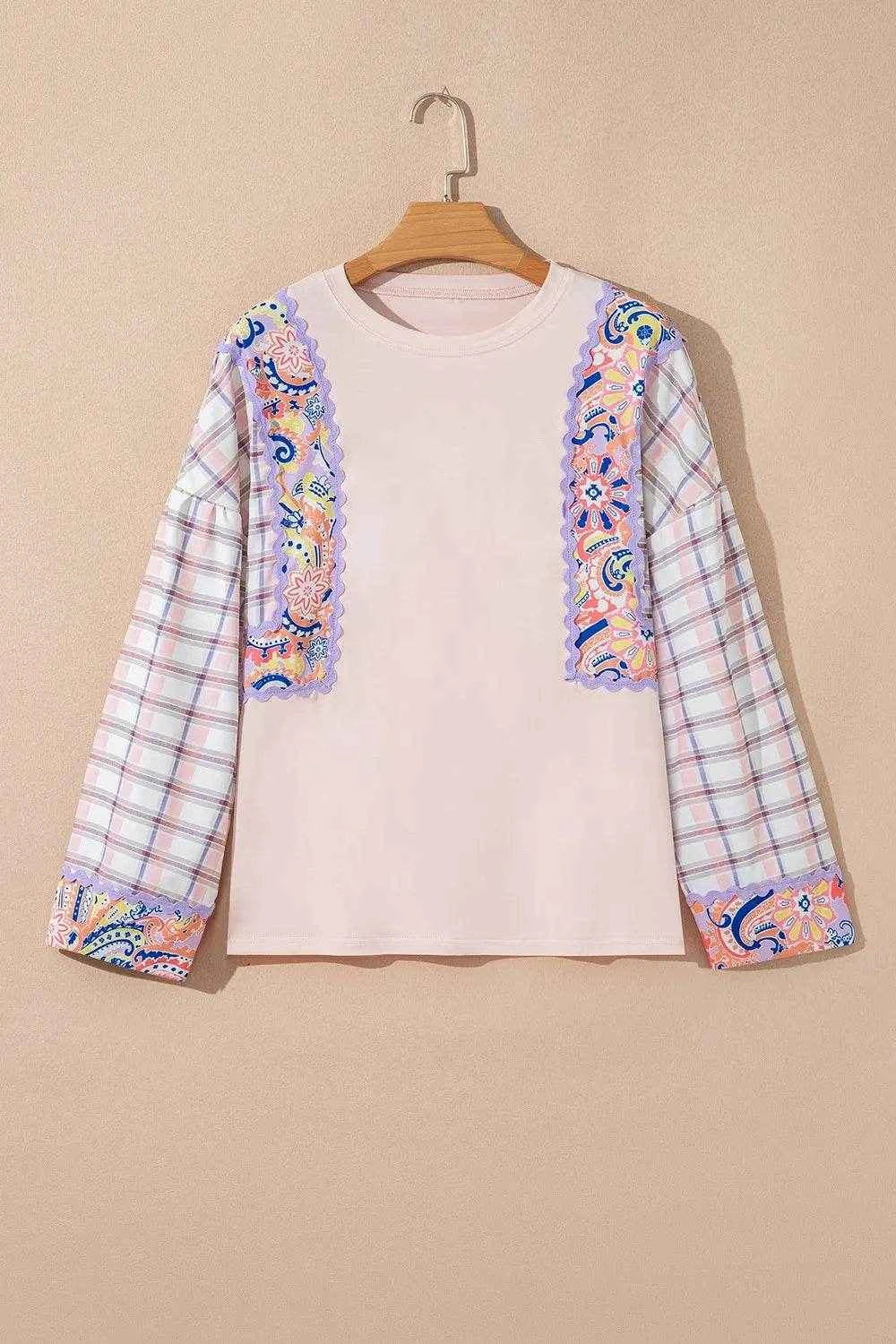 Paisley Print Plaid Long Sleeve Oversized Top Trendsi 376a2b1e-5a8f-45ba-bdbe-b588cc1ad25e-Max-Origin