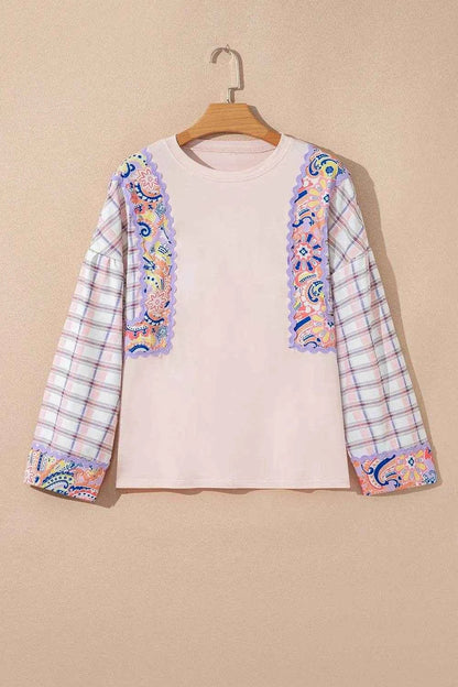 Paisley Print Plaid Long Sleeve Oversized Top Trendsi 376a2b1e-5a8f-45ba-bdbe-b588cc1ad25e-Max-Origin