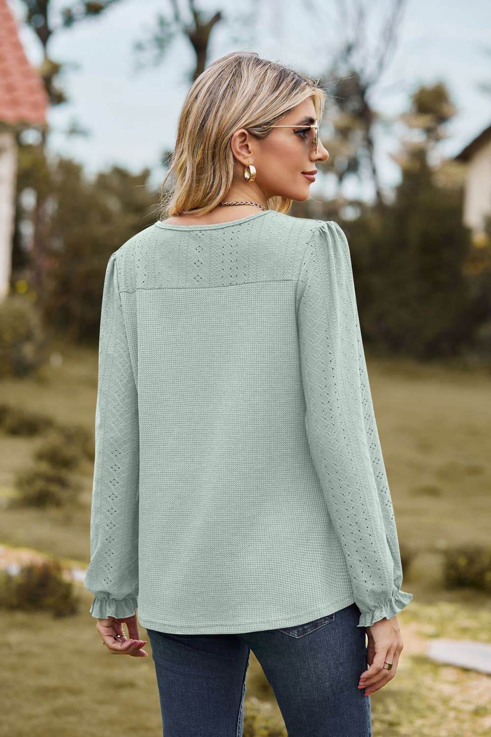 Round Neck Puff Sleeve Blouse Trendsi 376c3d685b7d45d0a844a1c8d6ccb423-Max