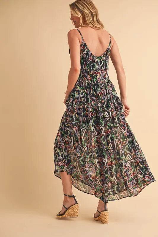 Aemi + Co Printed V-Neck Frill Tiered Cami Dress Trendsi 37730750-2504-4d82-8bee-626e3773af25-Max