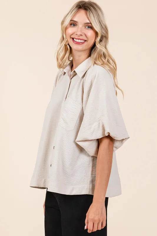 Mittoshop Airflow Short Bubble Sleeve Button Down Shirt Trendsi 37c2e663-77d1-479a-9192-3b160a89c68f-Max