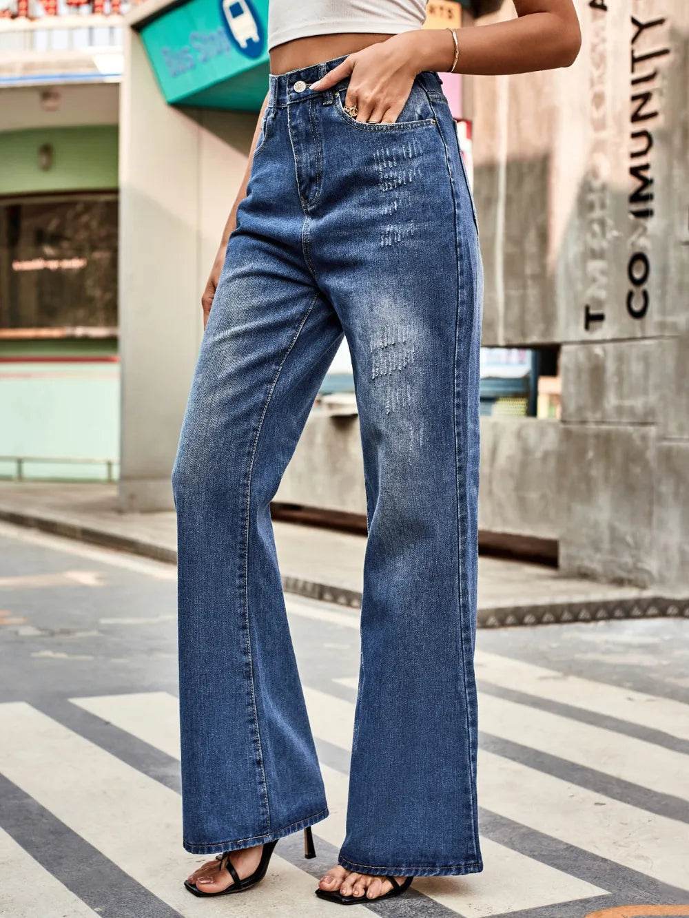 High Rise Bootcut Jeans with Pockets Trendsi 37f558e1-2de3-4f88-9675-3fbd2195f9fa-Max