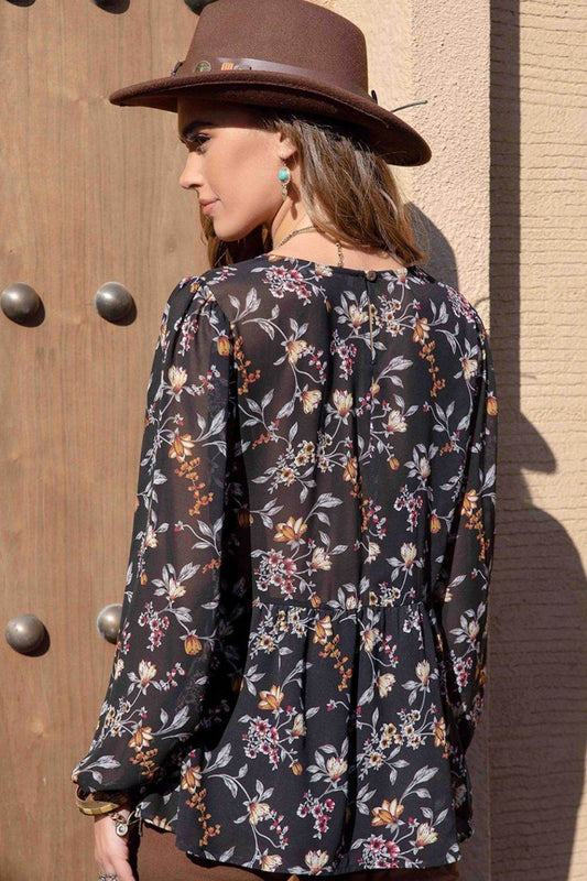 Printed Round Neck Long Sleeve Blouse Trendsi 37ff90b2446f4856bdd63f7a24e483f5-Max