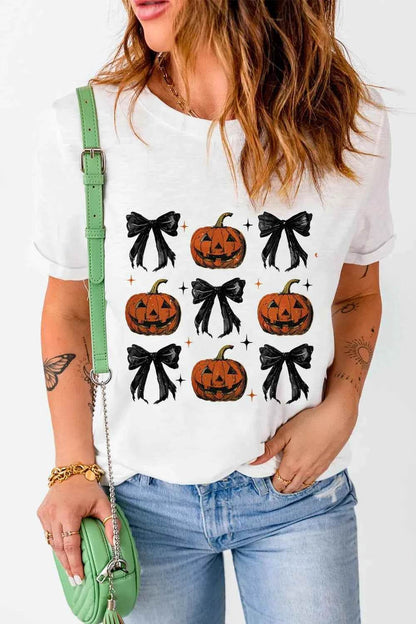 Pumpkin Round Neck Short Sleeve T-Shirt Trendsi 38003ee7-9e12-4530-b55d-b92c4f3b3d44-Max