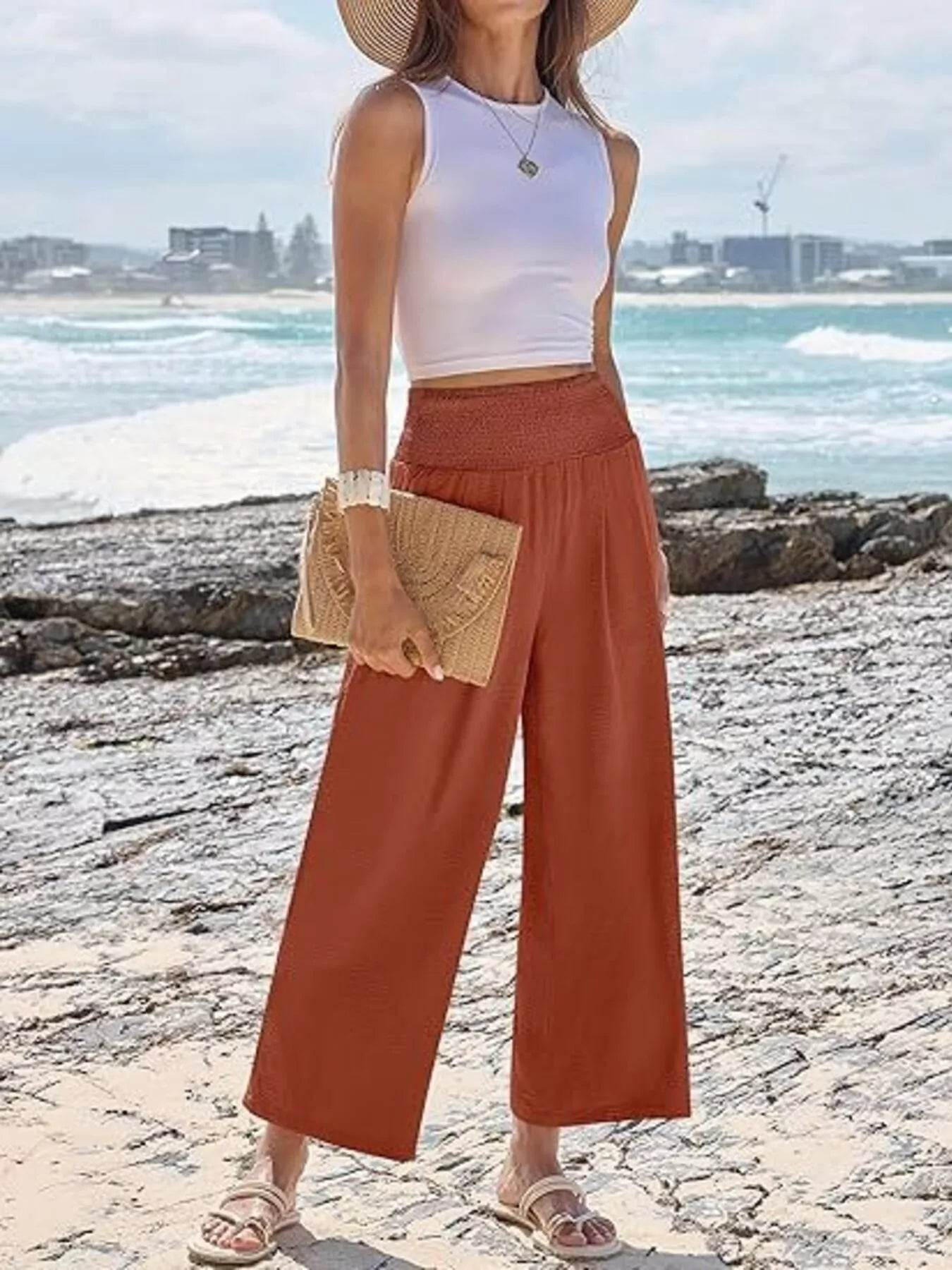 Wide Leg Smocked High Waist Pants Trendsi 38093da6071d467eb9489fe4d4c7932c-Max-Origin