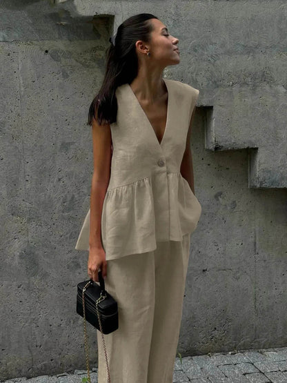 V-Neck Vest and Pants Set Trendsi 38162a06cd17471095891dab18ee0bef-Max-Origin