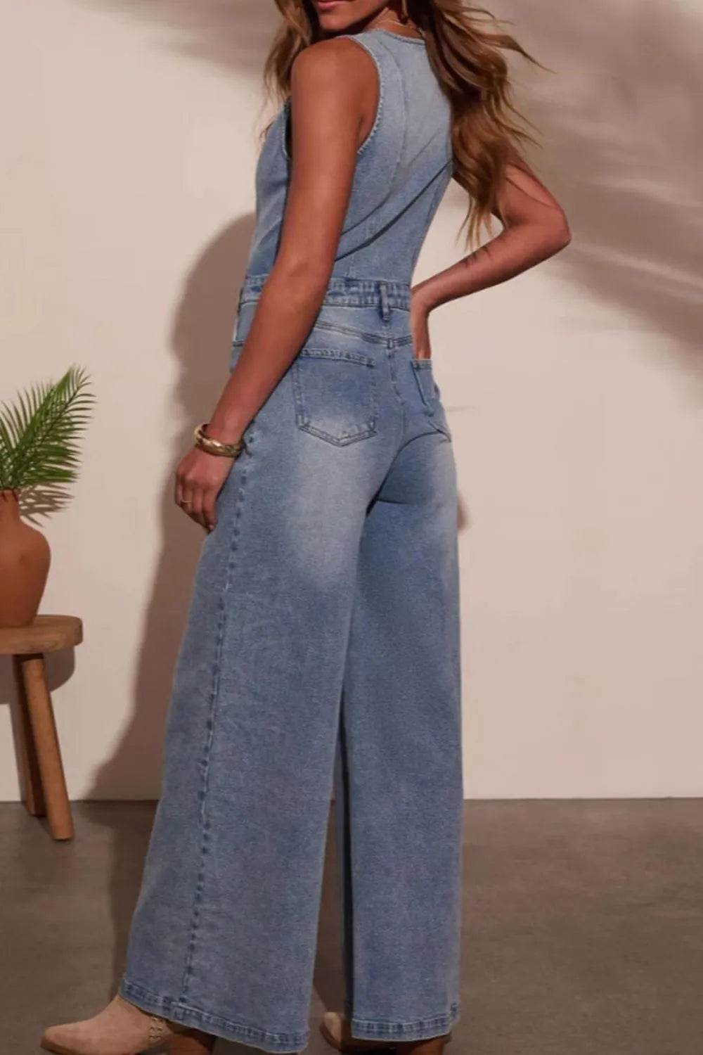 V-neck Wide Leg Denim Jumpsuit Trendsi 38305ff0-c561-4545-985a-195d22a49bf6-Max-Origin
