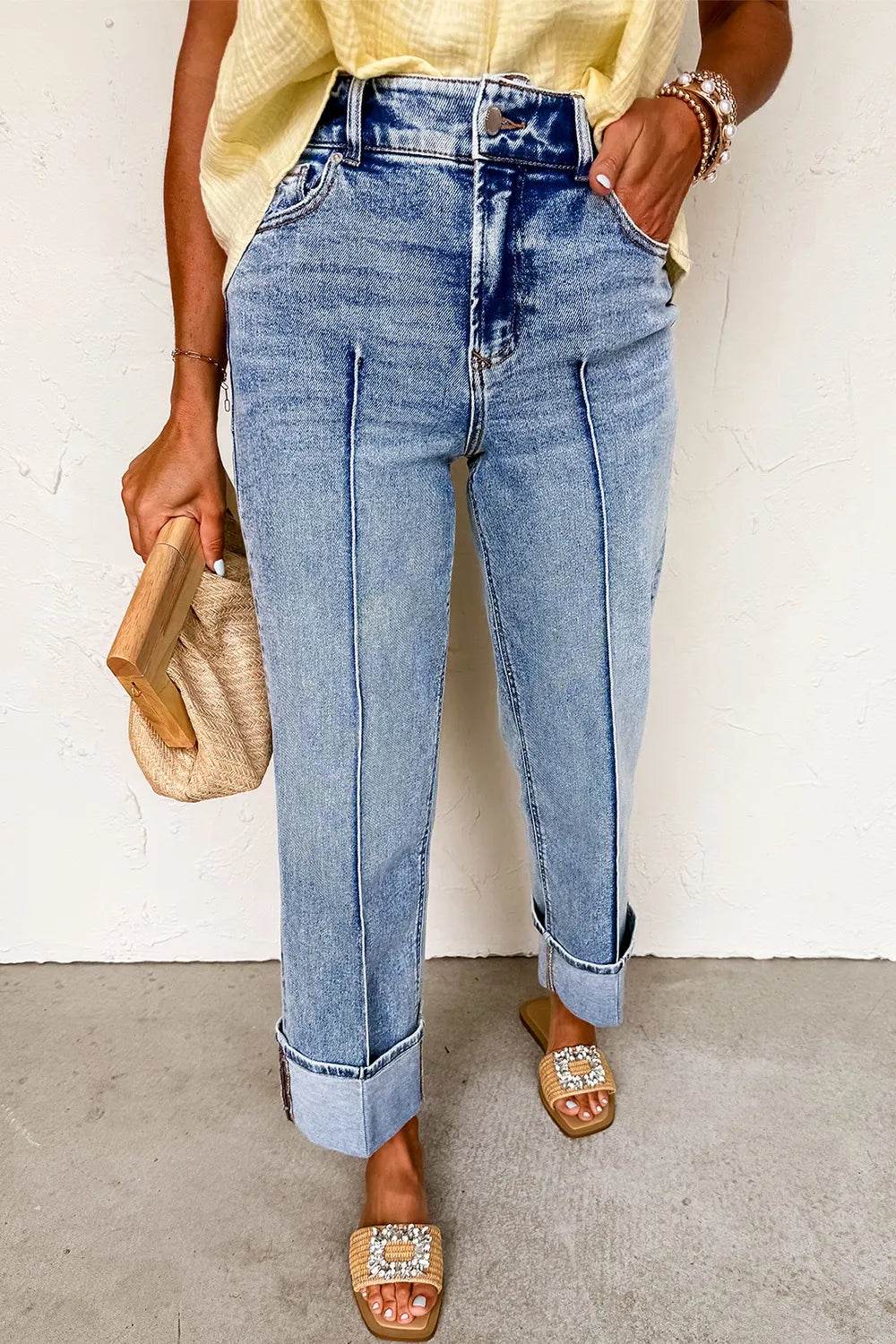 High-Waisted Wide-Leg Cuffed Jeans Trendsi 3840eaca-26f9-4107-91b1-df2bb49ae652-Max-Origin