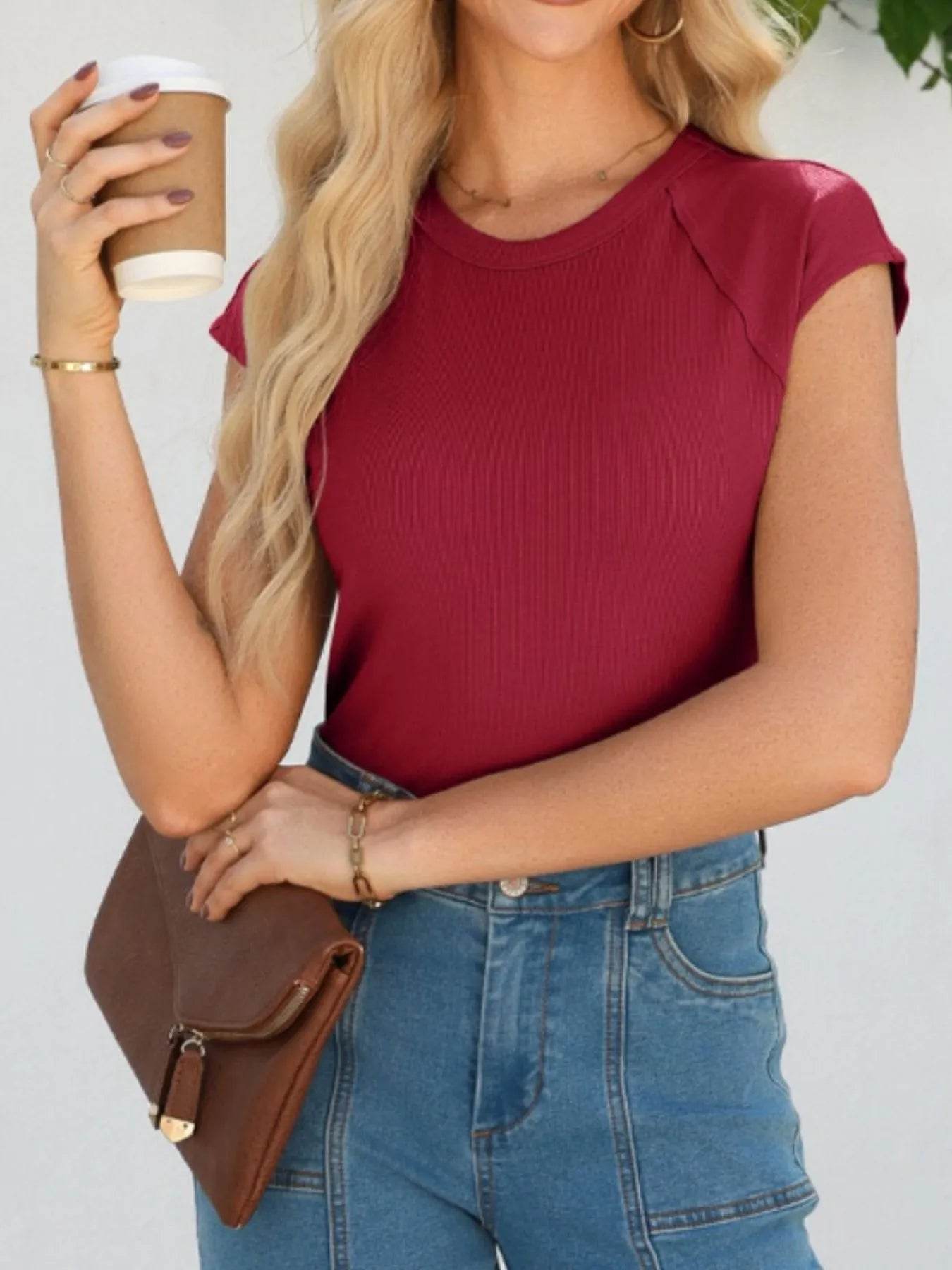 Round Neck Cap Sleeve T-Shirt Trendsi 38446a55-8b93-4a90-85be-c9ac0cffbbe1-Max-Origin