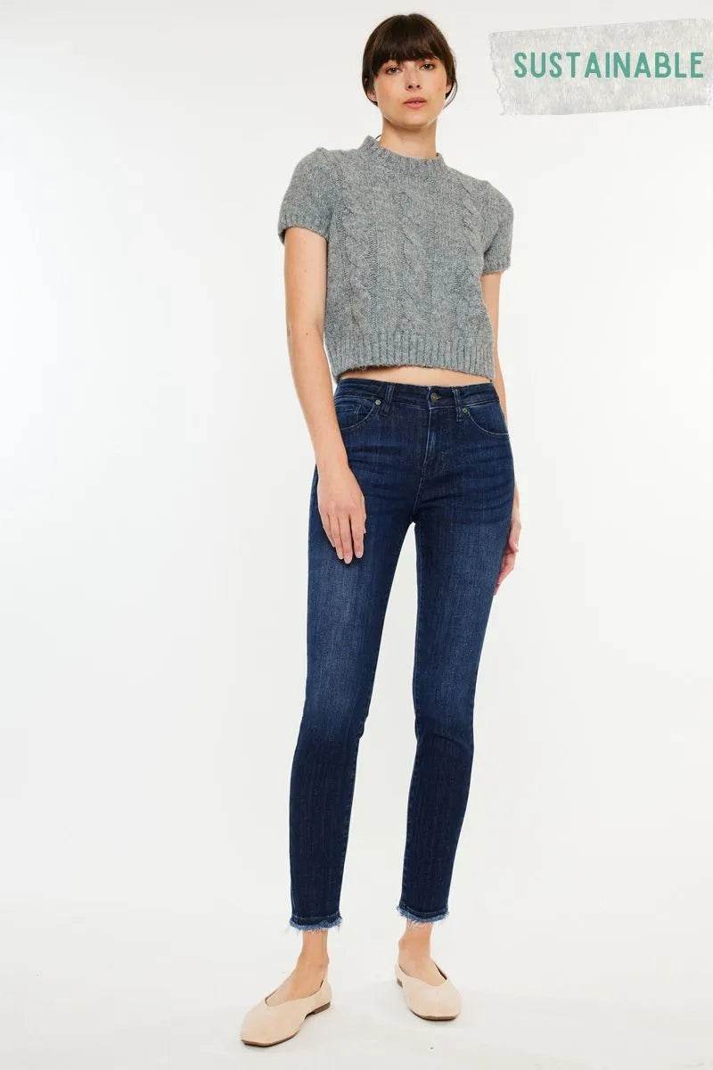 Kancan High-Rise Slim Fit Raw Hem Ankle Jeans Trendsi 38495e0e82044b3f996d086d386a5169-Max-Origin