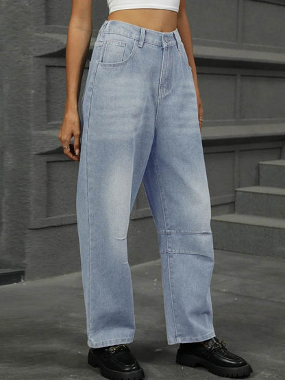 Half Elastic Waist Straight Leg Jeans Trendsi 38630cca-5de6-4d44-812a-c06590ee0723-Max