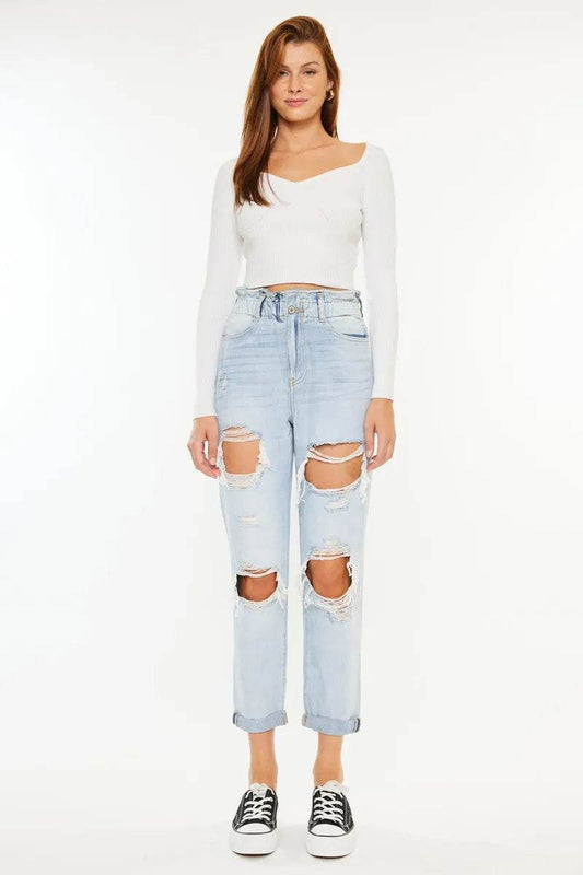 Kancan Open Pack Paperbag Mom Jeans Trendsi 3874c165ac89456fa5659a56092b0489-Max-Origin