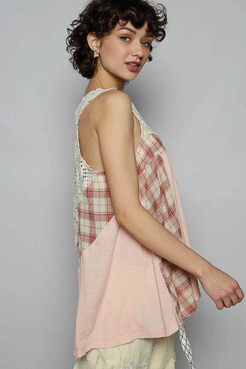 POL Crochet Lace Plaid Panel Detail Tank Trendsi 38877057-42bb-4e3d-89ba-b82339ea2c9f-Max-Origin