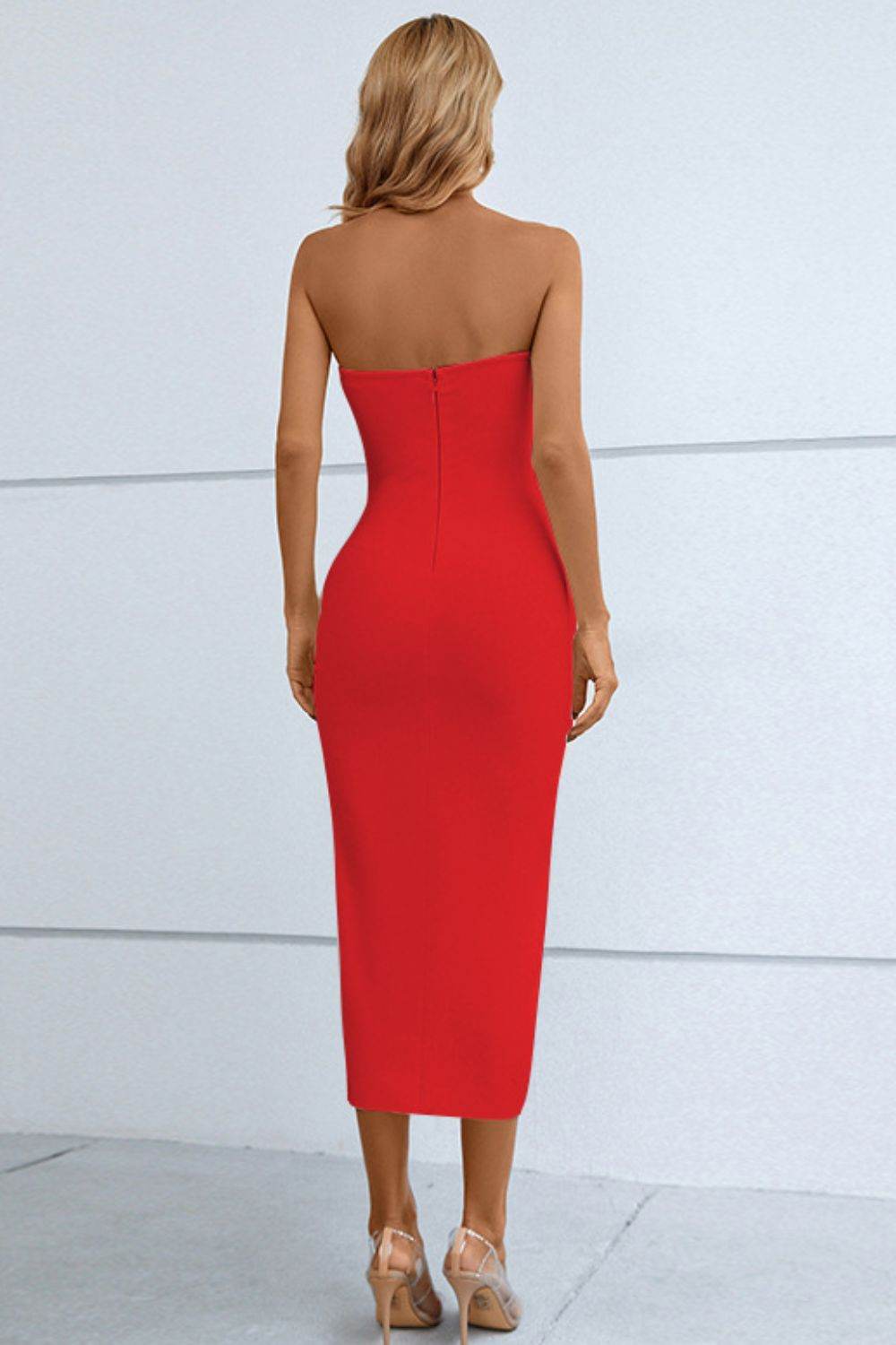Cutout Strapless Drawstring Detail Split Bandage Dress Trendsi 38b0117ae8fb465e935c5332723582a2-Max