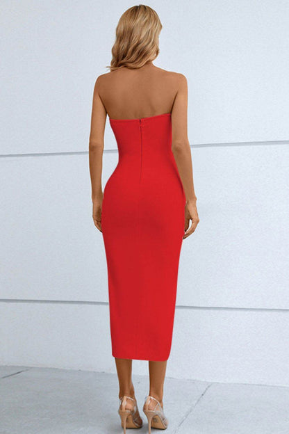 Cutout Strapless Drawstring Detail Split Bandage Dress Trendsi 38b0117ae8fb465e935c5332723582a2-Max