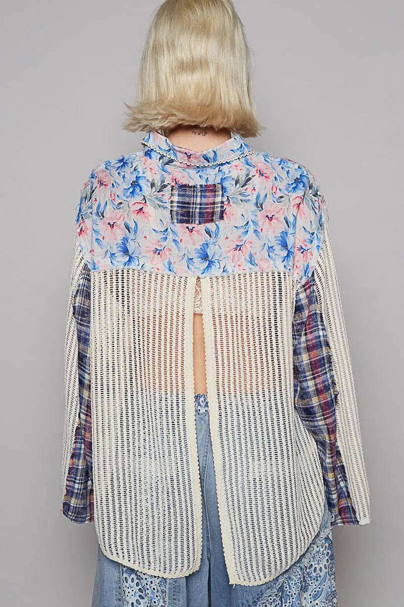 POL Floral Slit Back Plaid Patchwork Shirt Trendsi 38b8588b-daa9-4d74-a46a-47080ea42e50-Max-Origin
