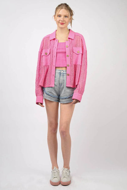 VERY J Button Up Long Sleeve Lace Shirt Trendsi 38cd9df9-678c-4099-86f8-17c26facc7fb-Max