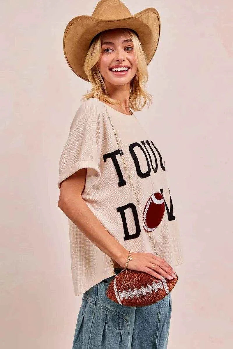 BiBi Game Day Touchdown Letter Patches Waffle Short Top Trendsi 39176b0bdf3c46948697ba9a25593e85-Max-Origin