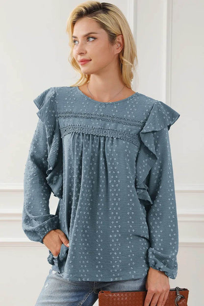 Round Neck Ruffled Blouse Trendsi 39246d5d329f4685abadcf9bf3ecec80-Max
